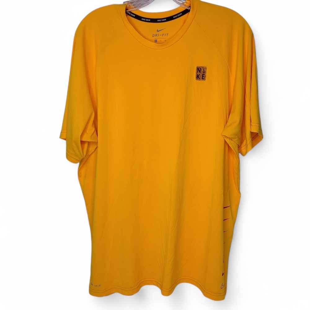 NIKE DRI-FIT Rash Guard Shirt Yellow Sz XL Mens Short Sleeve